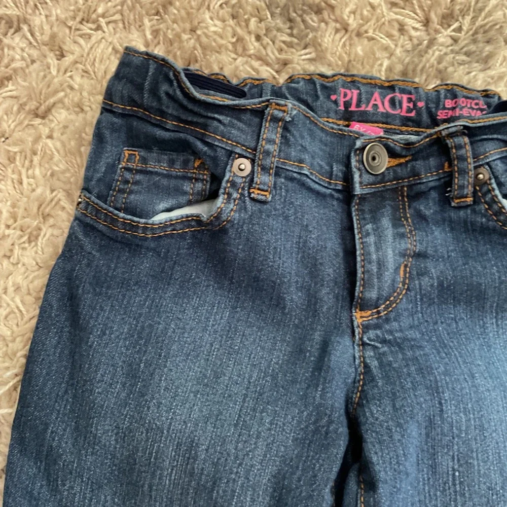 The‎ Childrens Place Girls Dark Wash Bootcut Jeans Size 6/7 Adjustable Waist